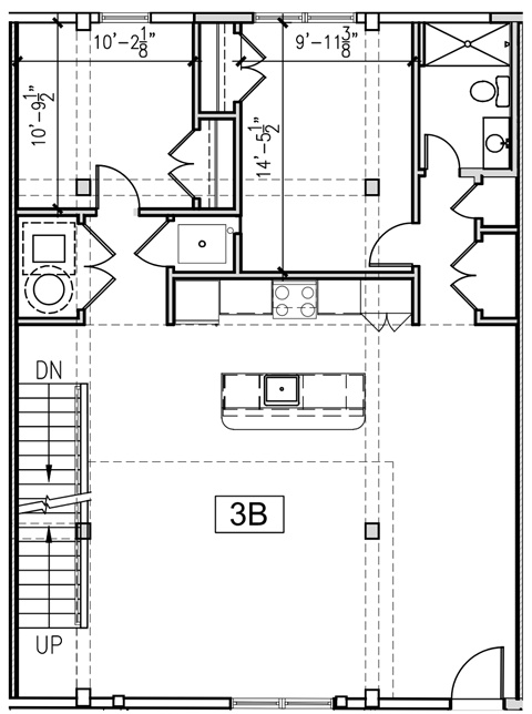 Floor plan for 2 beds, 1 bath, 1154 sqft